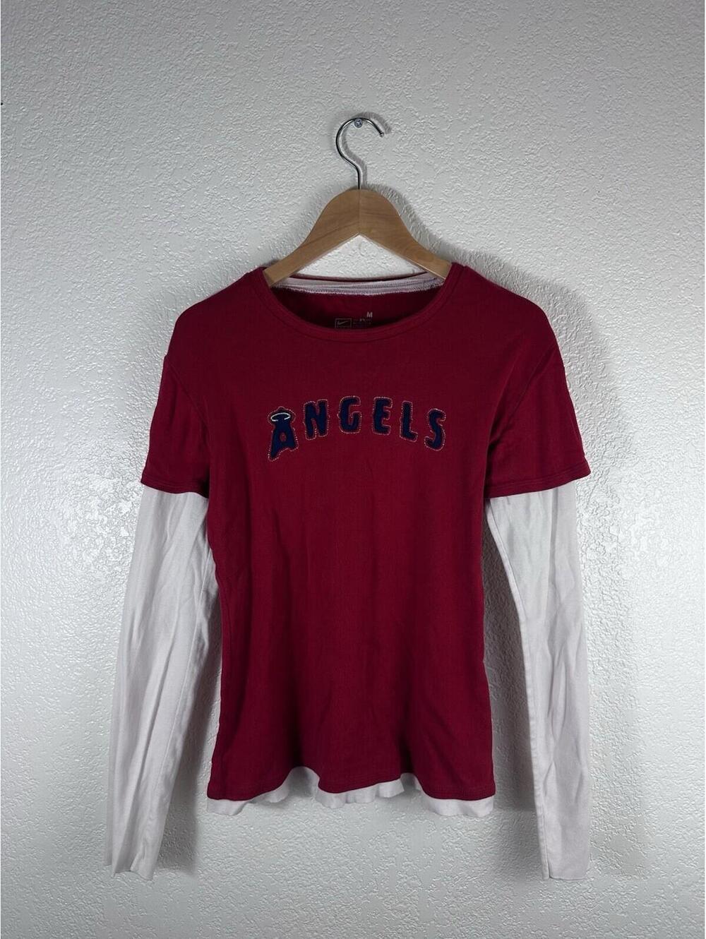 Nike Team Los Angeles Angels Layered Long Sleeve Shirt Women’s Medium Red MLB